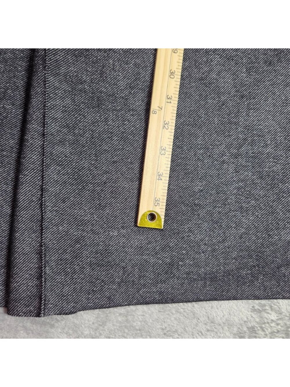 Akris Punto Dress 12 Black Denim & Faux Leather Trim Waist Pleated Career Party - Picture 12 of 12